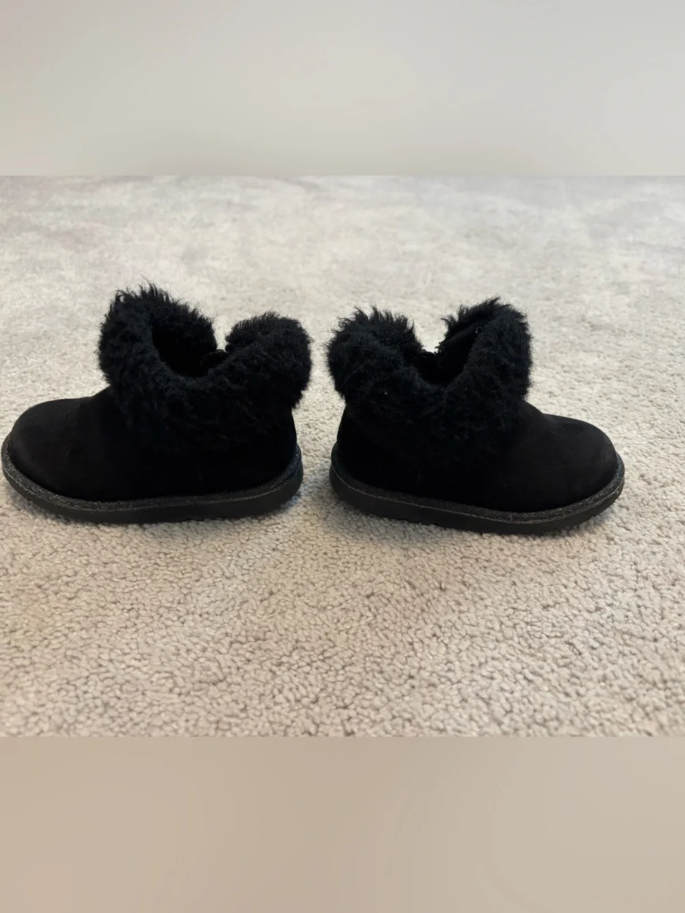 Harper Canyon Black Faux Fur Cuff Slip-On Girls Boots